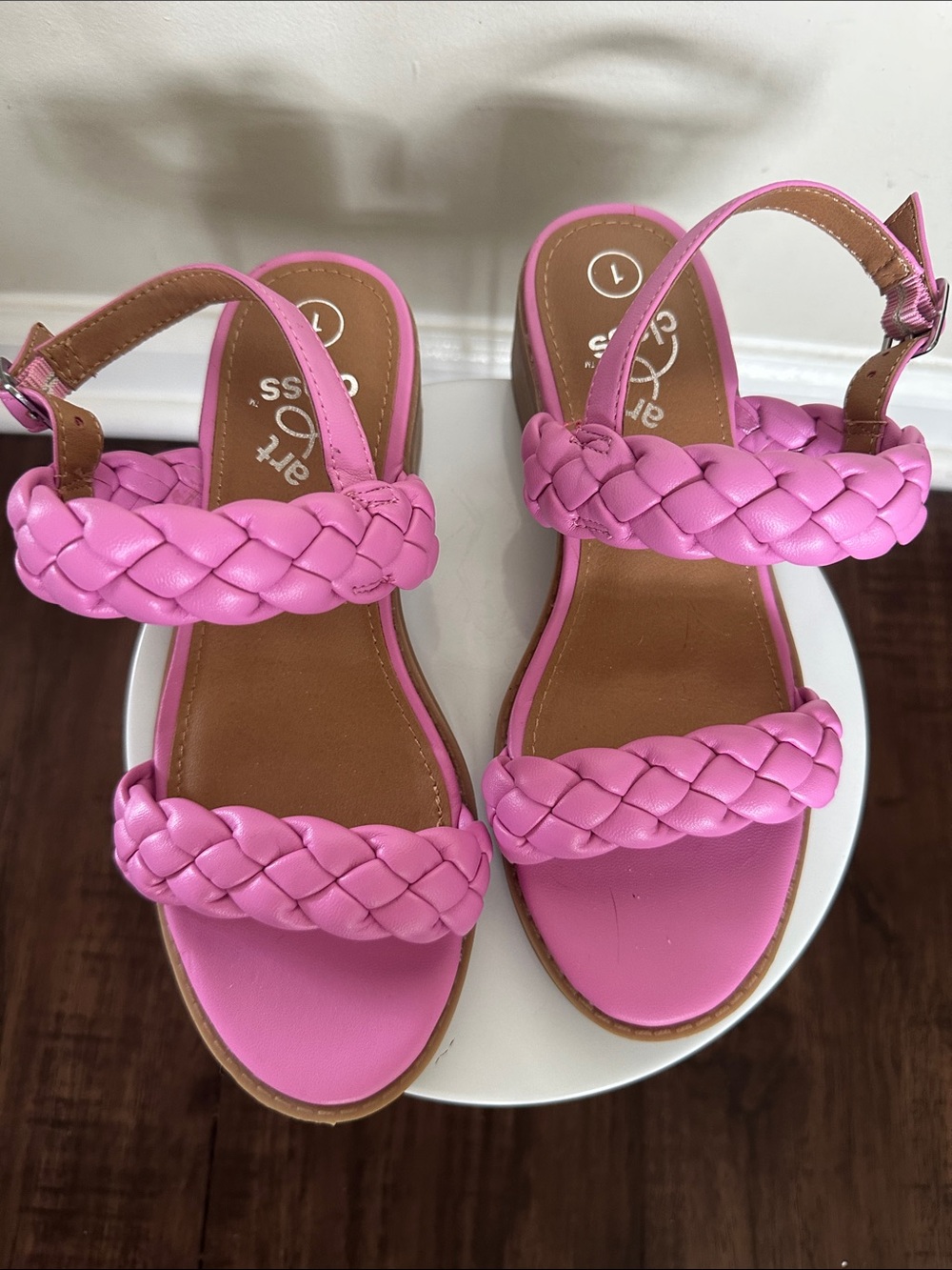 art class Braided Strap Pink Block Heel Sandals